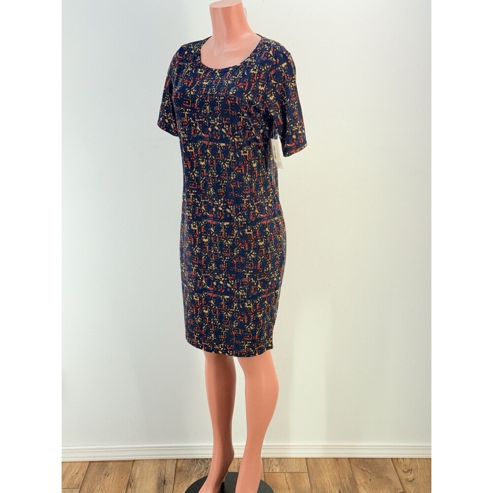 LuLaRoe Julia Dress Large Color Multicolor Stretch Knee Length Comfy - Picture 6 of 15